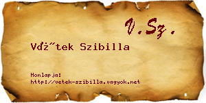 Vétek Szibilla névjegykártya